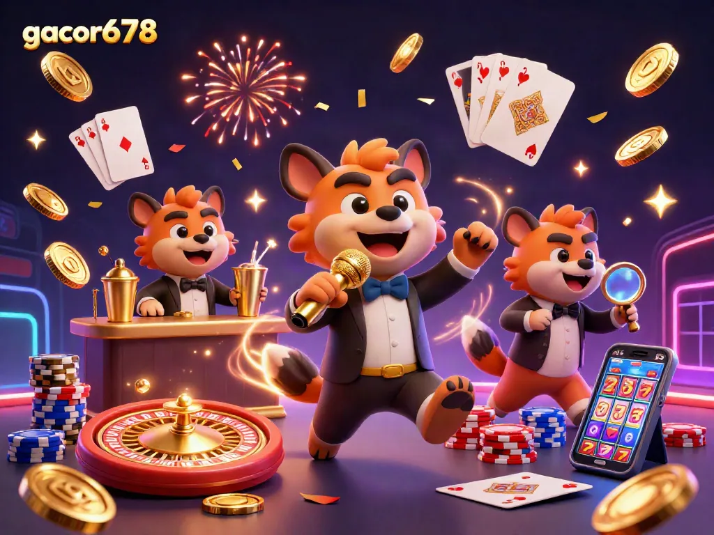 Experience the vibrant energy of gacor678 casino with hyena entertainers, sparkling elements, and dynamic gaming features.