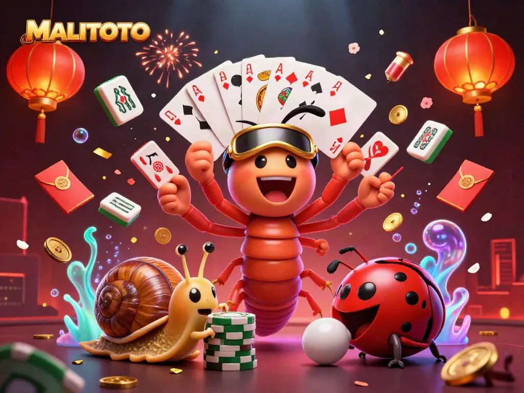 MALITOTO's vibrant casino scene featuring a cartoon millipede dealer and whimsical game elements.