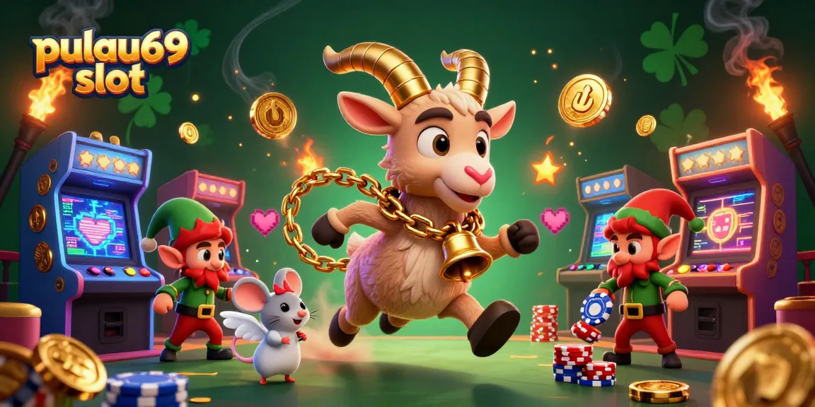 Experience the excitement of pulau69 slot with mischievous characters in an enchanting casino scene.