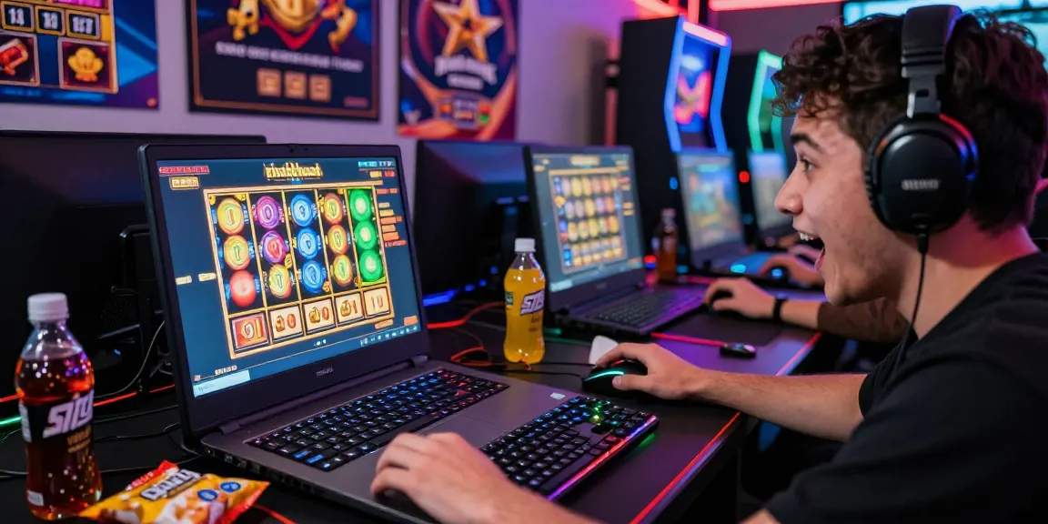 situs slot raffi ahmad player immersed in thrilling online gaming session with colorful slot reels