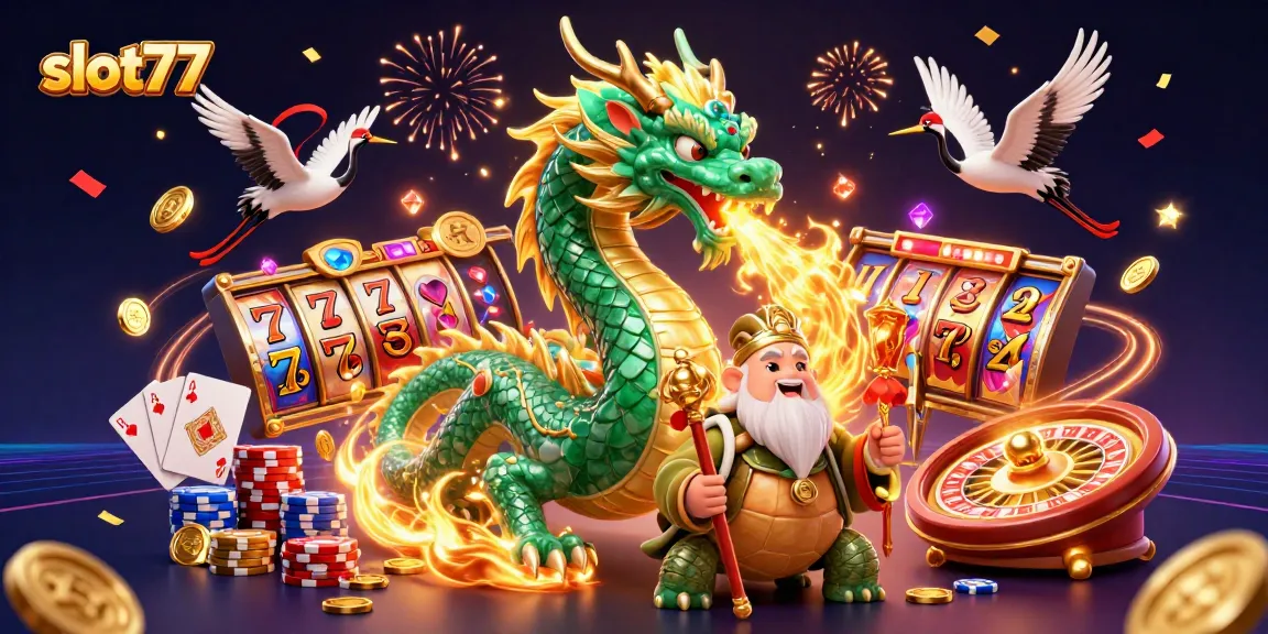 Slot77 menangkan jackpot dengan mesin slot canggih dan simbol keberuntungan berkilau.