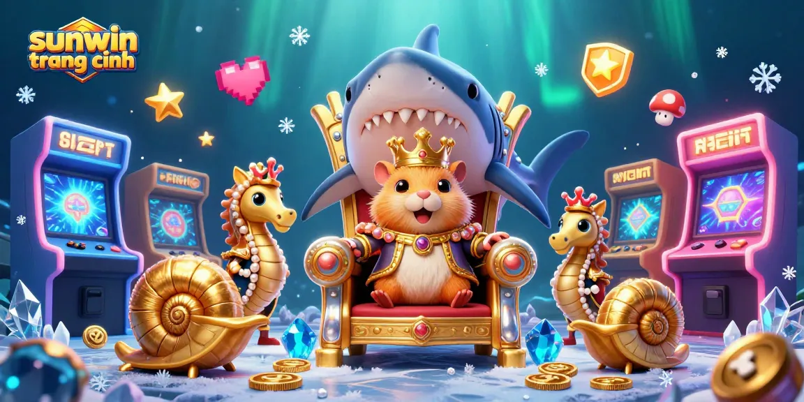 Engage with the vibrant fun of sunwin trang chính featuring a hamster king in a casino-themed underwater scene.