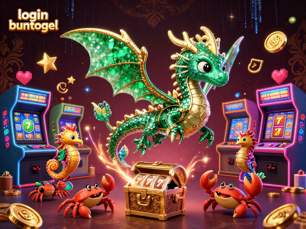 Experience the thrill of login buntogel with a vibrant fantasy scene showcasing AI elements and casino aesthetics.