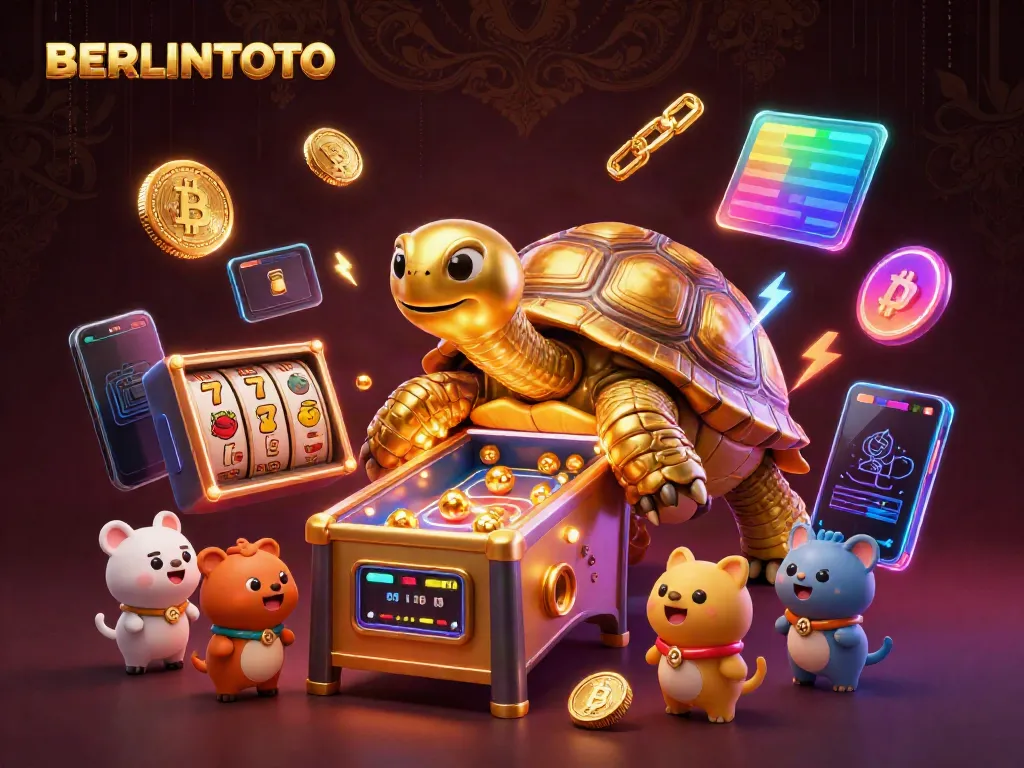 Experience high-energy gaming action with BERLINTOTO's colossal tortoise slot scenes featuring vibrant lights and exciting gameplay.