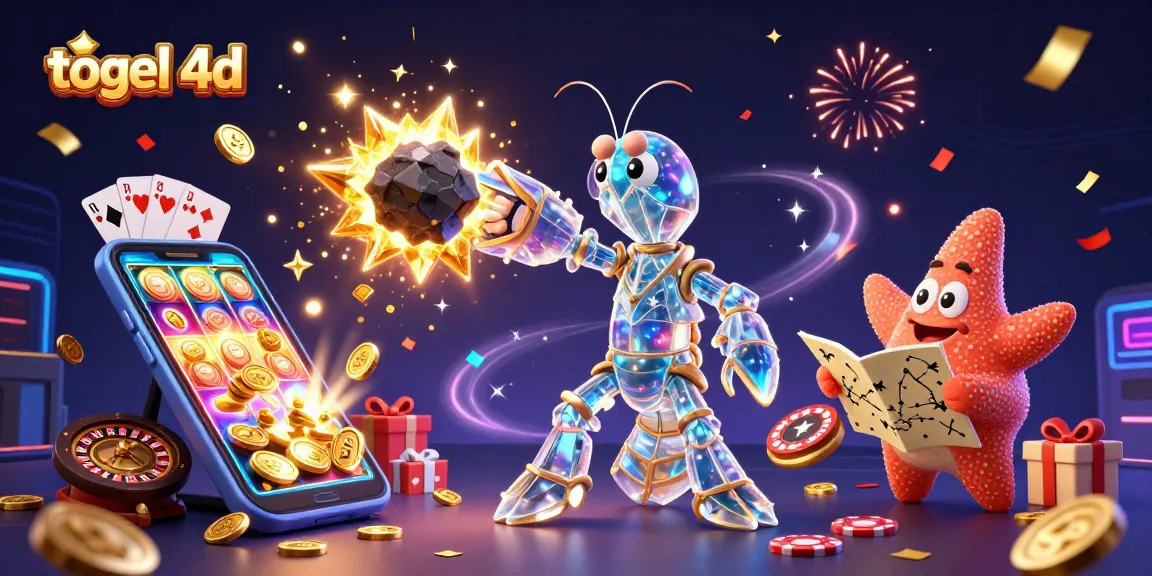 Gambarkan togel 4d dengan samurai udang yang memecahkan asteroid, menghasilkan koin dan permata di tengah variasi permainan slot.