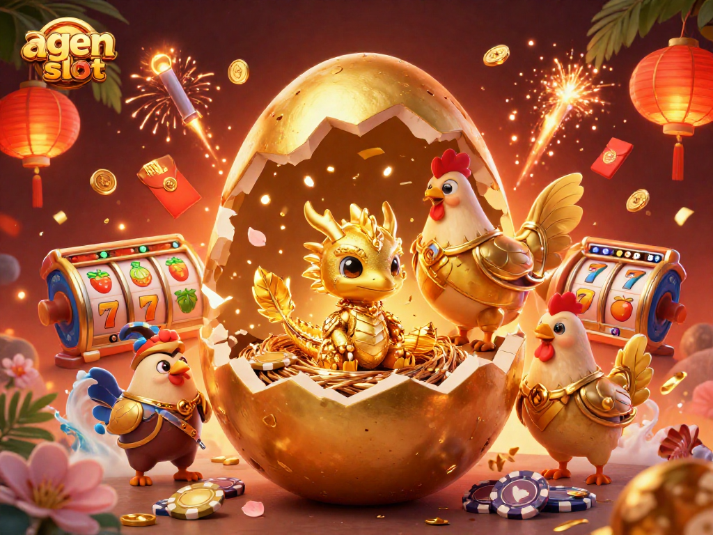 Mainkan agen slot yang menarik dengan naga emas, mesin slot, dan banyak kejutan!