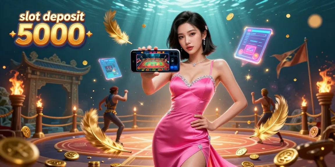 Play exciting games with slot deposit 5000 in an animated casino environment showcasing golden coins and lively features.