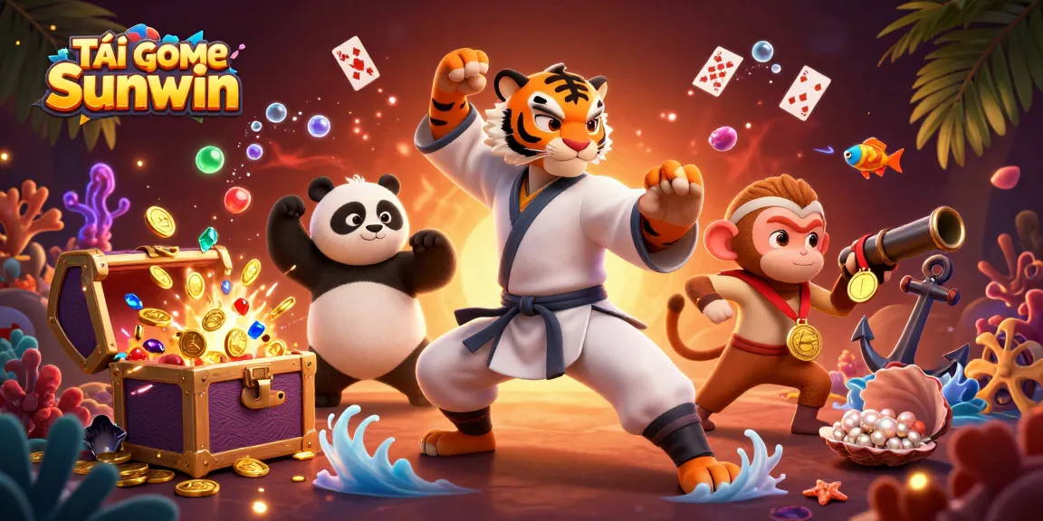Experience Tải game Sunwin with dynamic characters and vibrant underwater treasures in an action-packed casino scene.