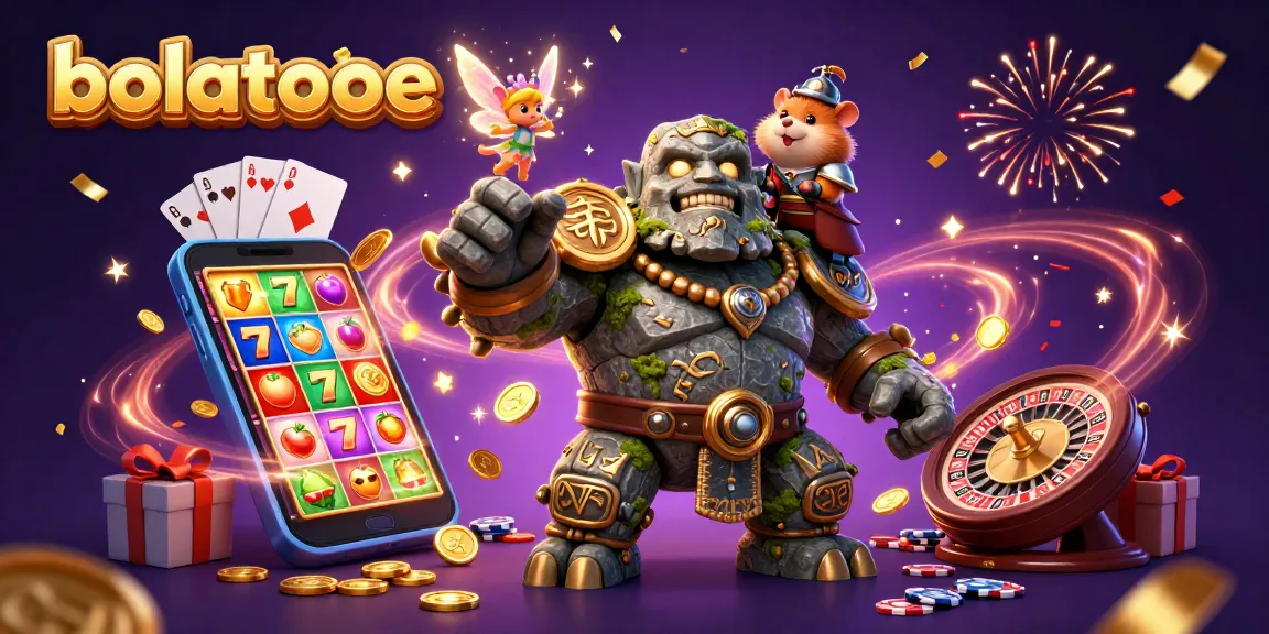 Engage with bolatotoe's vibrant 3D casino scene featuring a magical golem and knight!