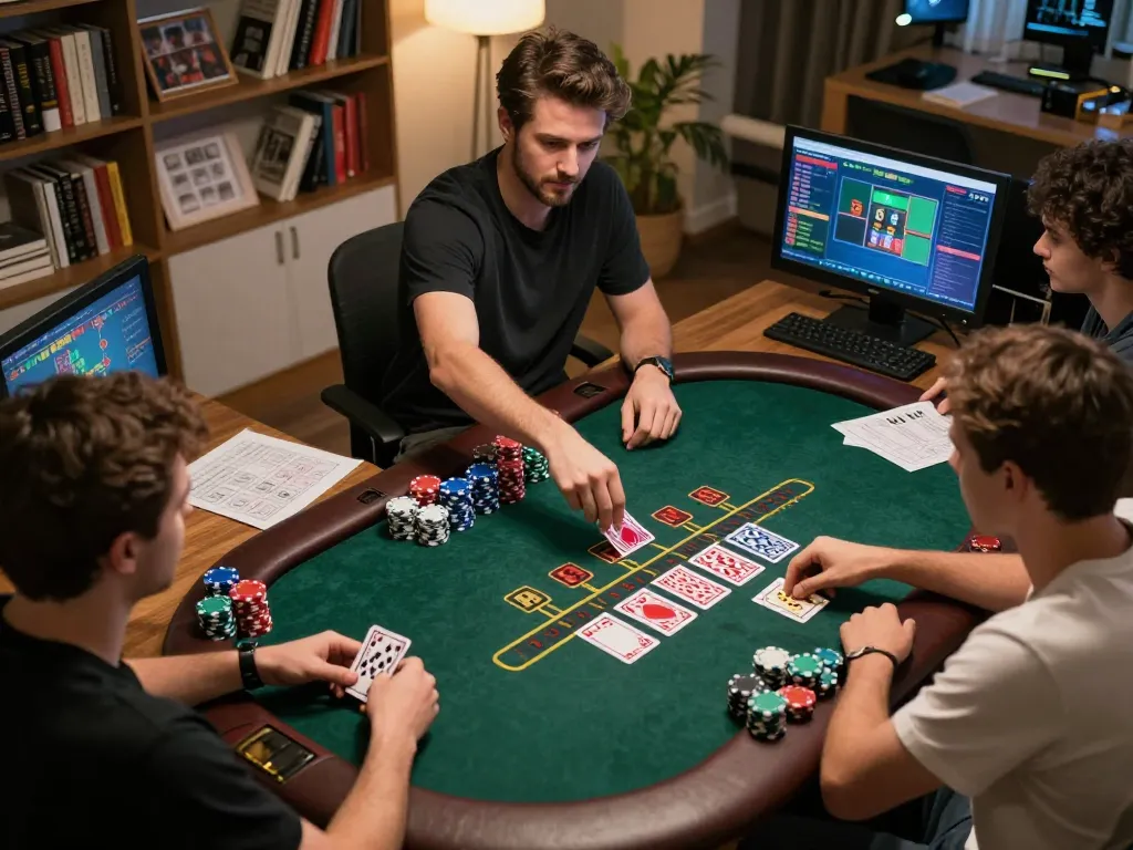 Players engaging in an online blackjack game while using rokok88 login for accessing their favorite tables.