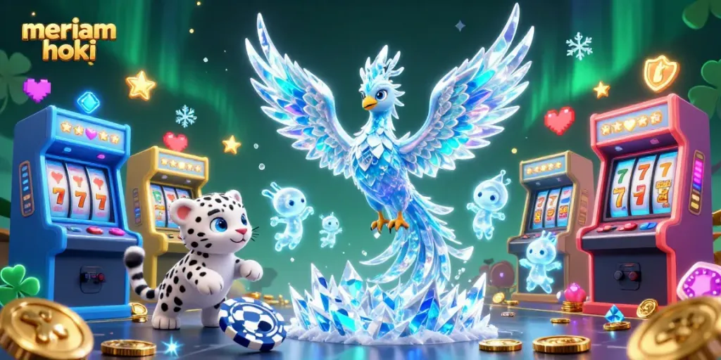 Ilustrasi meriam hoki yang menampilkan simbol slot dengan phoenix es dan baling-baling cahaya