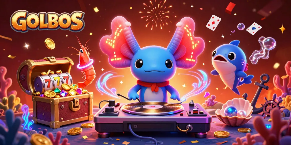 Join GOLBOS for exciting gameplay with vibrant characters, slot reels, and energetic fun!