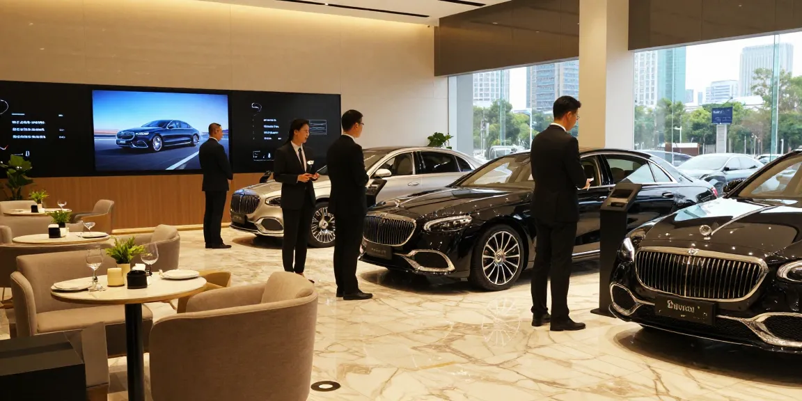 Showroom mobil mewah LUXURY 777 dengan kendaraan premium dan suasana elegan.
