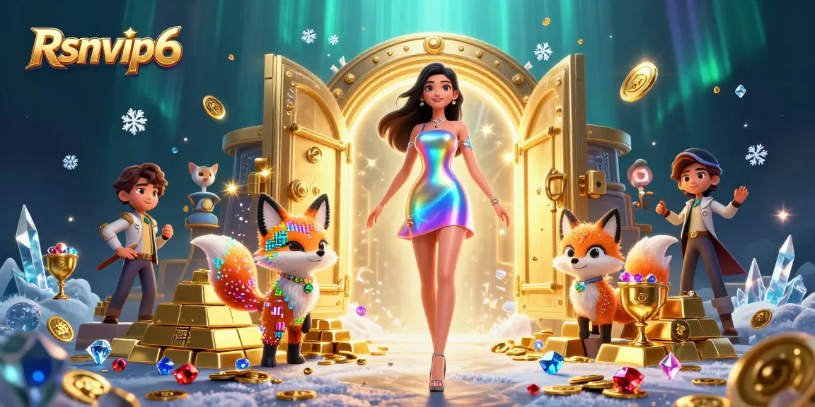 Terlibatlah dalam dunia Rsnvip6 dengan ilustrasi 3D yang cerah yang menunjukkan kegembiraan kasino.