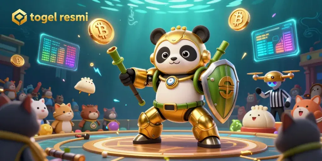 Menggunakan togel resmi untuk memenangkan permainan dalam ilustrasi 3D kasino digital yang dinamis.