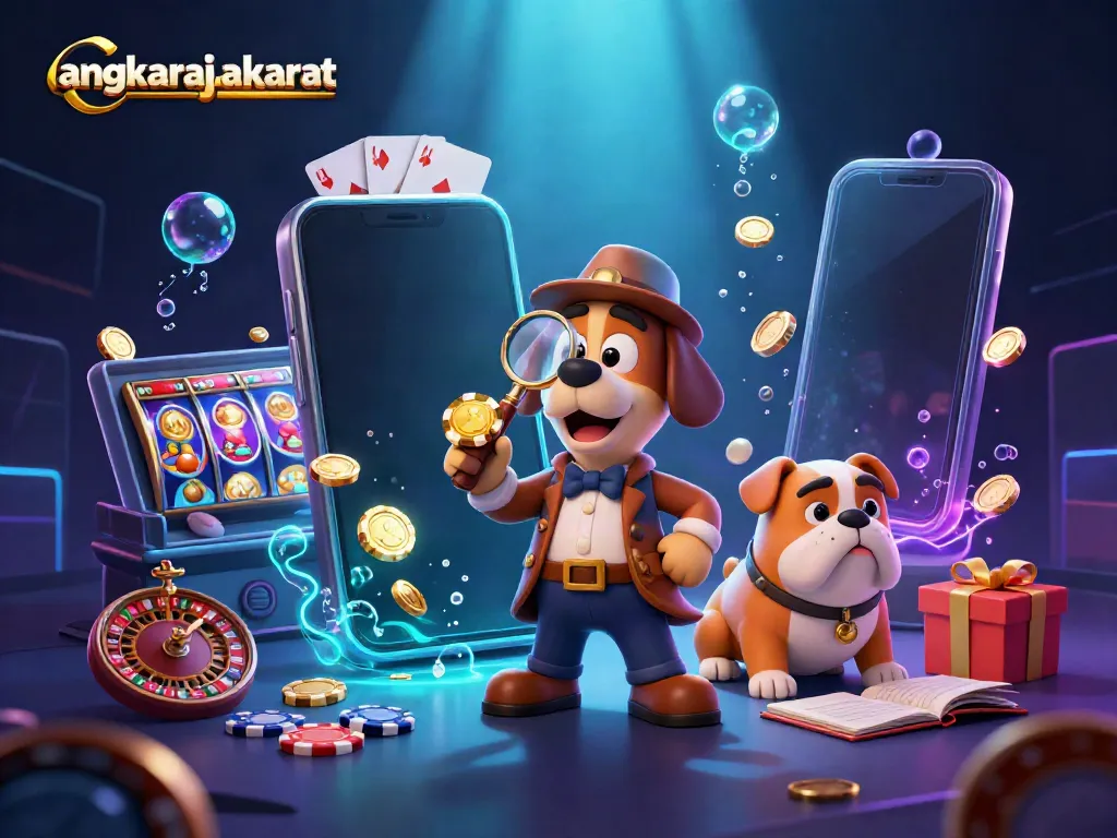 Engage with angkarajaakurat while uncovering slot game treasures with a detective duo in a vibrant casino scene.