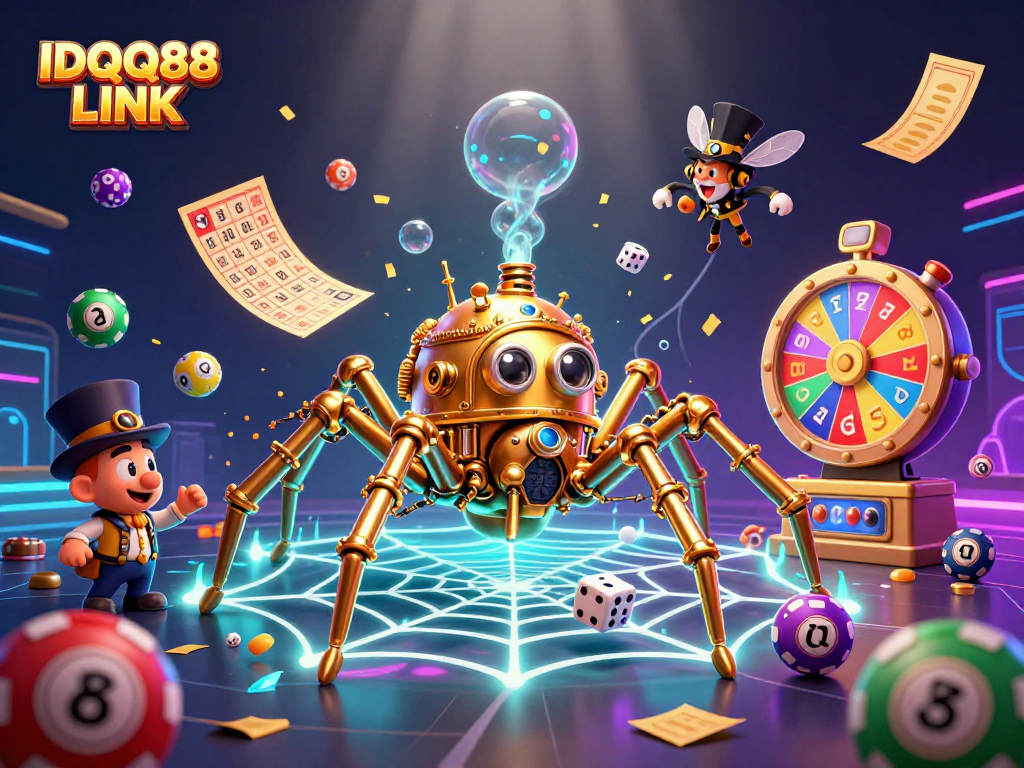 Experience dynamic excitement with IDQQ88 LINK featuring a steampunk spider and a whimsical gentleman.