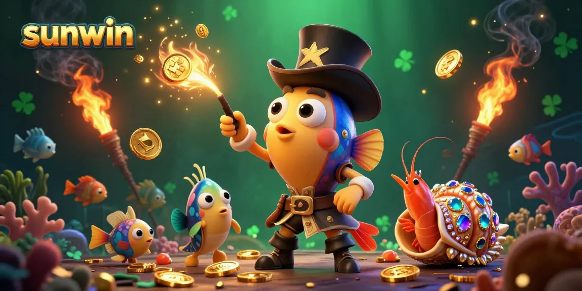 Engage in thrilling sea creature adventures with sunwin while fishing for gold coins.