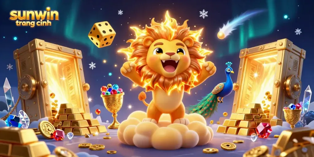 Experience the thrill of sunwin trang chính with dazzling 3D casino elements and a roaring sun lion.