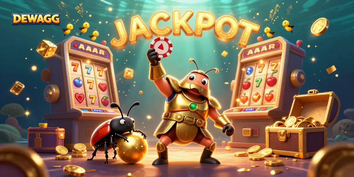 Experience DEWAGG as the hercules beetle celebrates a huge jackpot in a vibrant casino scene