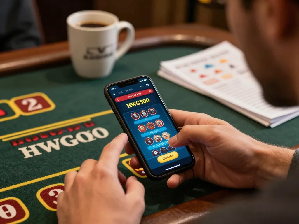 Engage with live dealer games on the hwg500 app from your smartphone at home.
