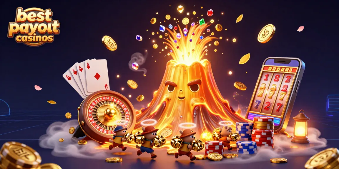Experience the best payout casinos with thrilling winnings from a dynamic volcano scene.