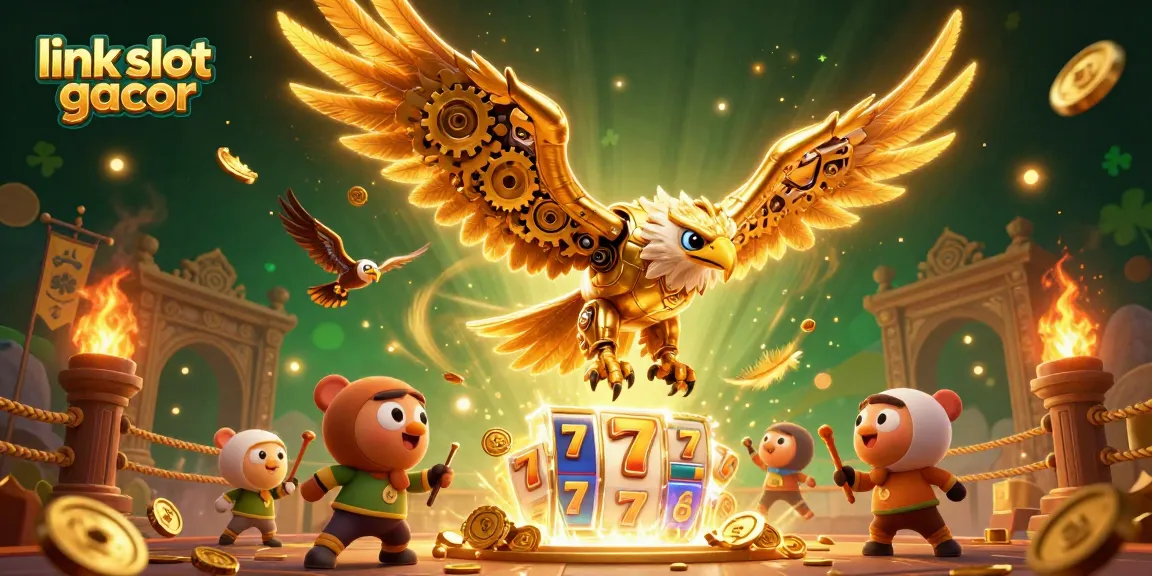 Experience excitement in the link slot gacor as a golden eagle dives through slots and coins.