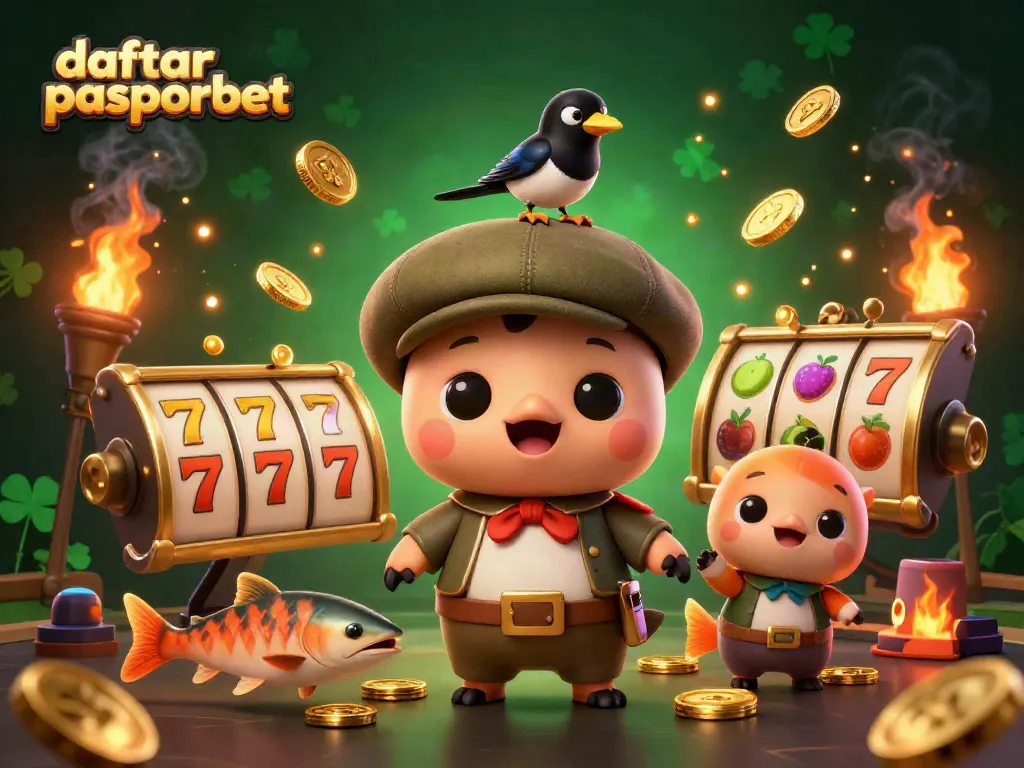 Mengakses daftar pasporbet yang menarik dengan simbol slot, emas, dan jackpot kaya.