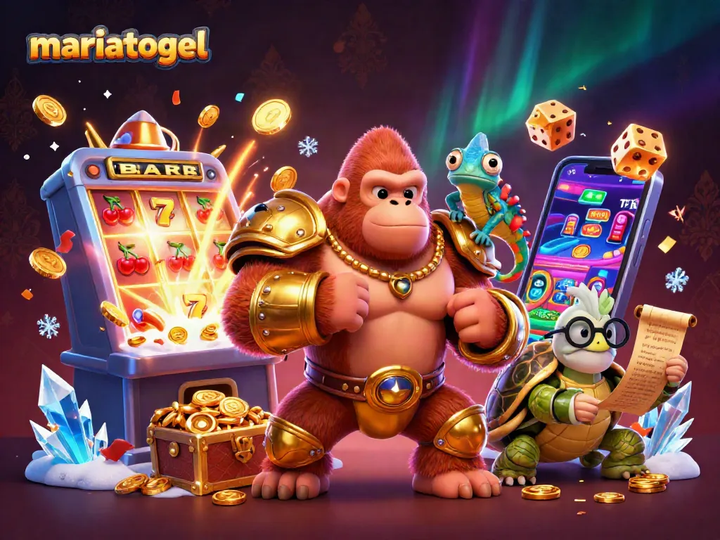 Engage with mariatogel's top slot machine and playful characters in a vibrant casino experience bursting with action.