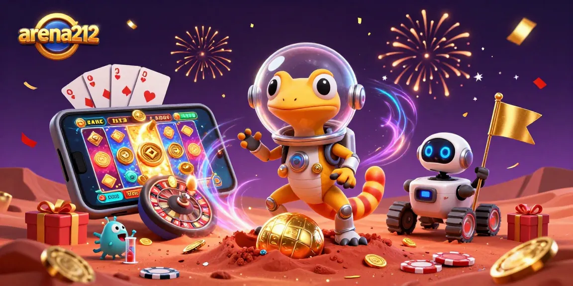 arena212 bermain mesin slot di kasino misterius di Mars dengan gecko dan robot