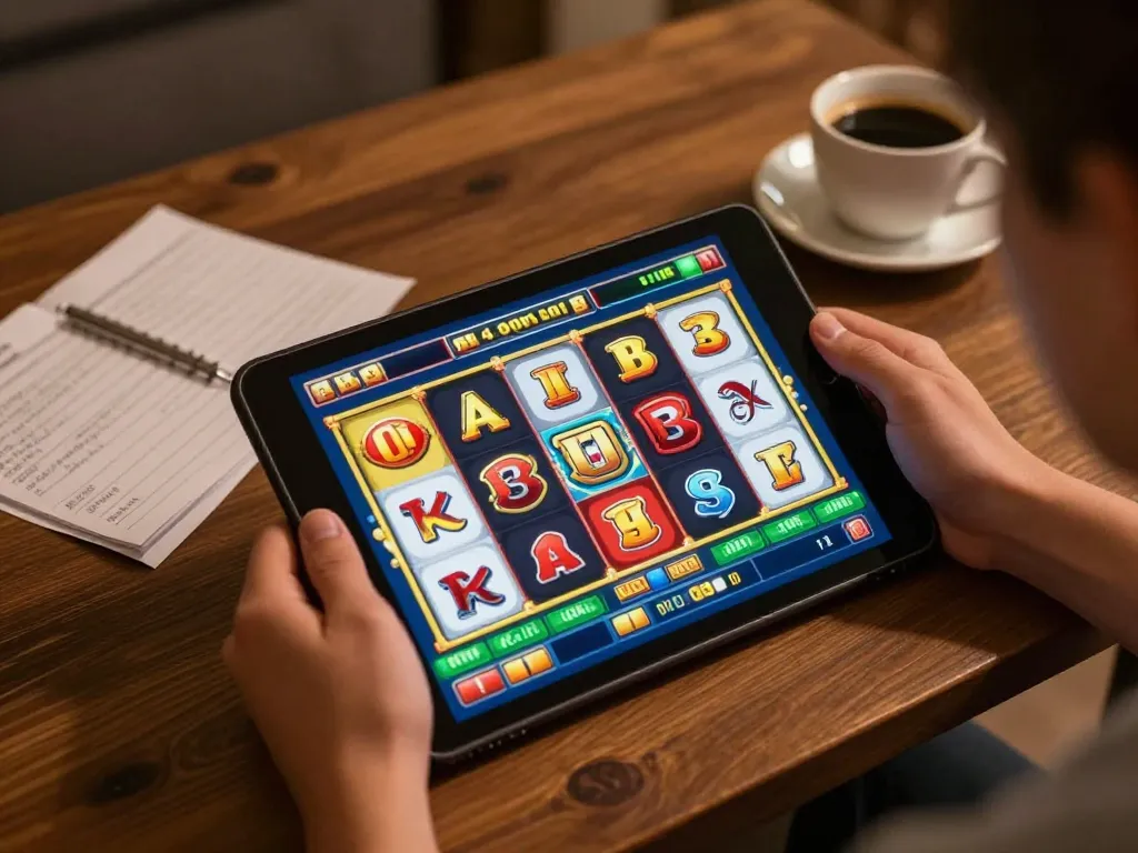 Engaging gameplay of toto slot games on a vivid tablet screen with jackpot alerts.