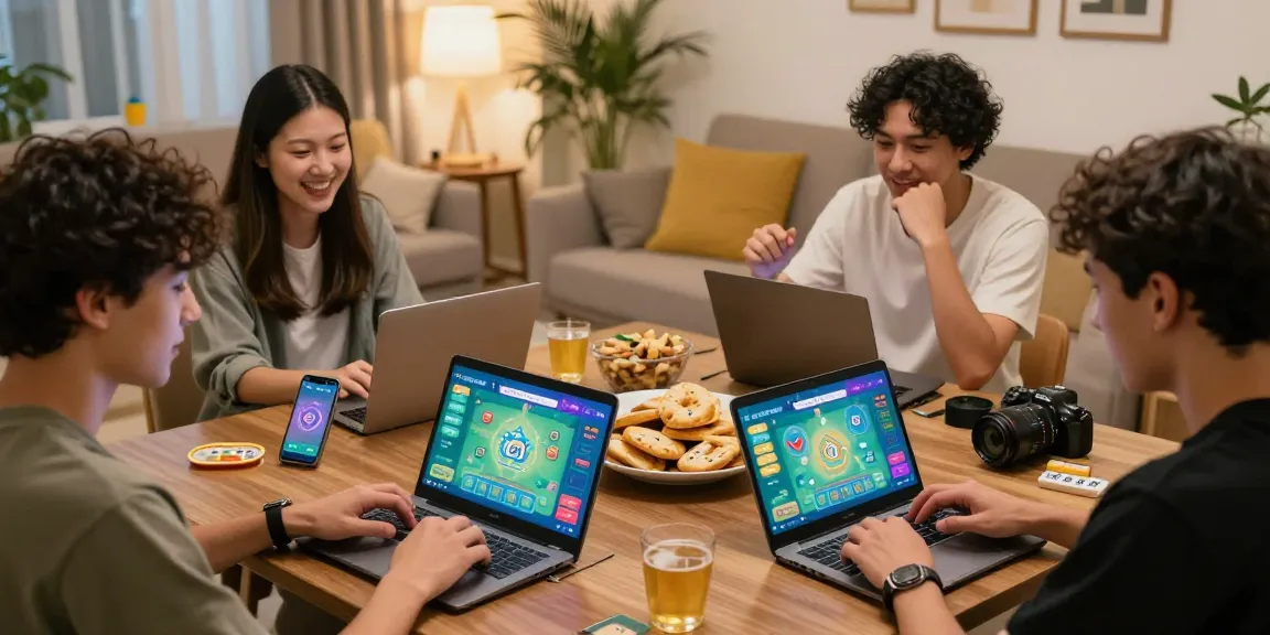 Engaged users playing Mahjong online with CIKA4D app, vibrant home setting.