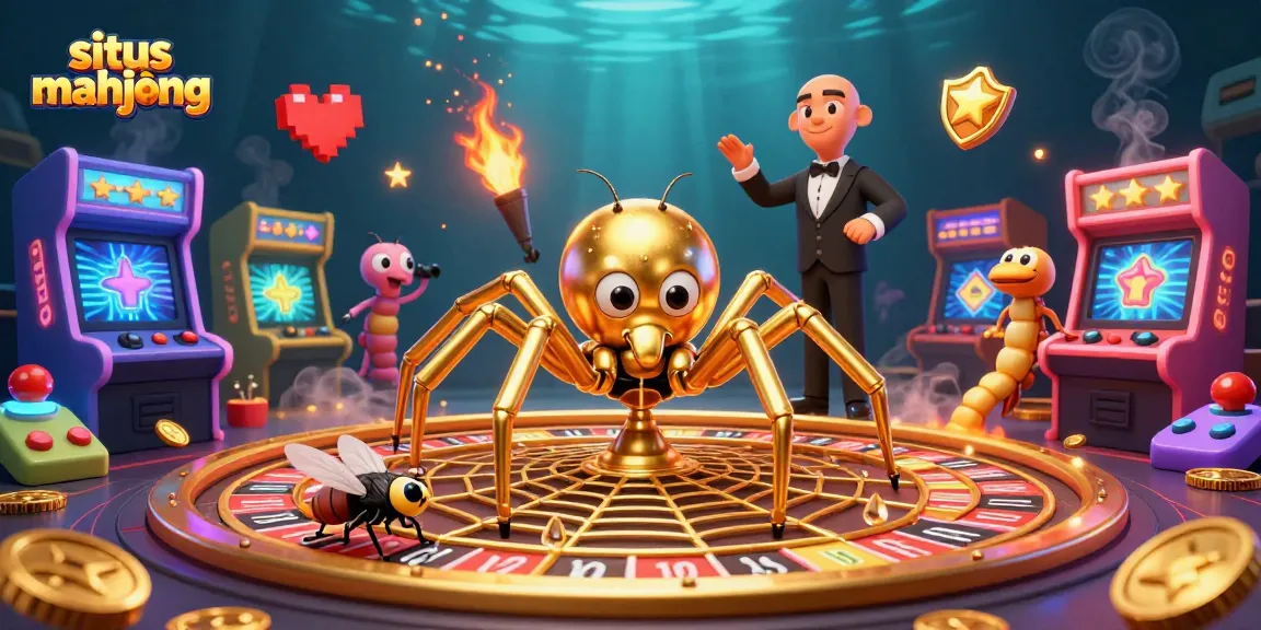 Engage with situs mahjong as the golden spider spins a roulette web, enhancing the gaming experience.