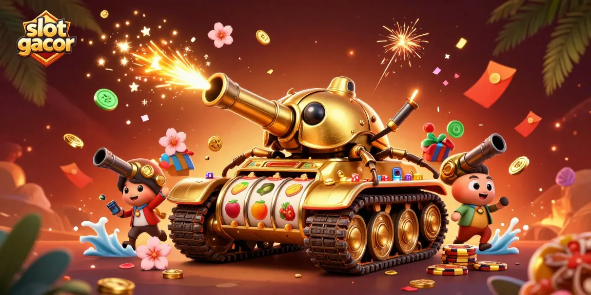Experience thrilling slot gacor action with a vibrant 3D casino illustration showcasing successful gameplay.