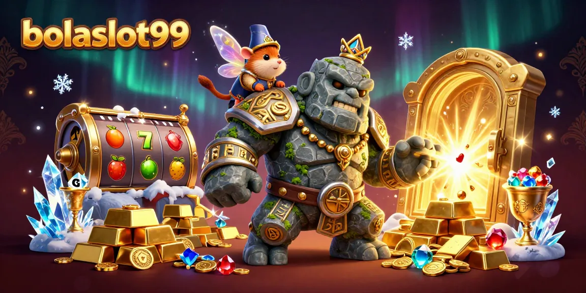 Bolaslot99 brings excitement with engaging characters and casino elements in a vibrant 3D illustration.