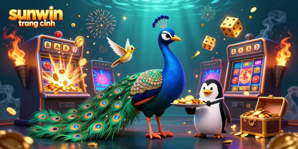 Engage in exciting gameplay at sunwin trang chính with vibrant characters amid a jackpot explosion, highlighting casino magic.