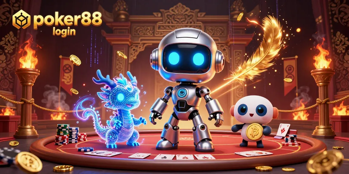 Win big with poker88 login at thrilling online poker tables featuring vibrant energy and animated characters.