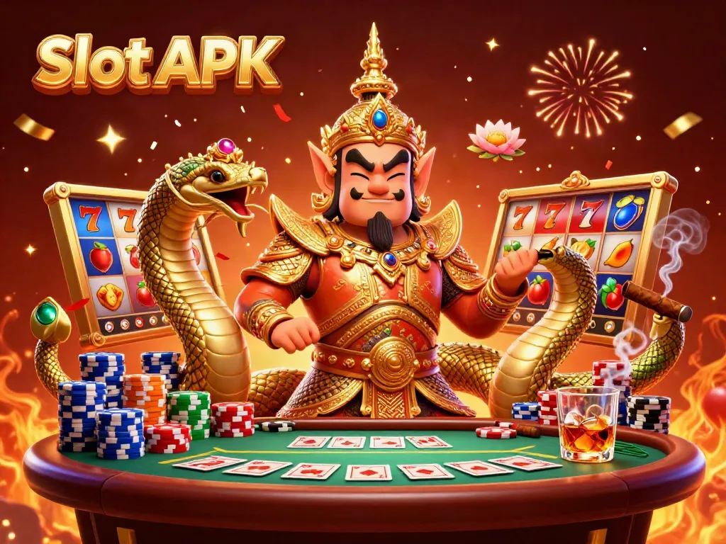 Experience Slot APK with vibrant slot reels and colorful casino elements in this engaging art piece.