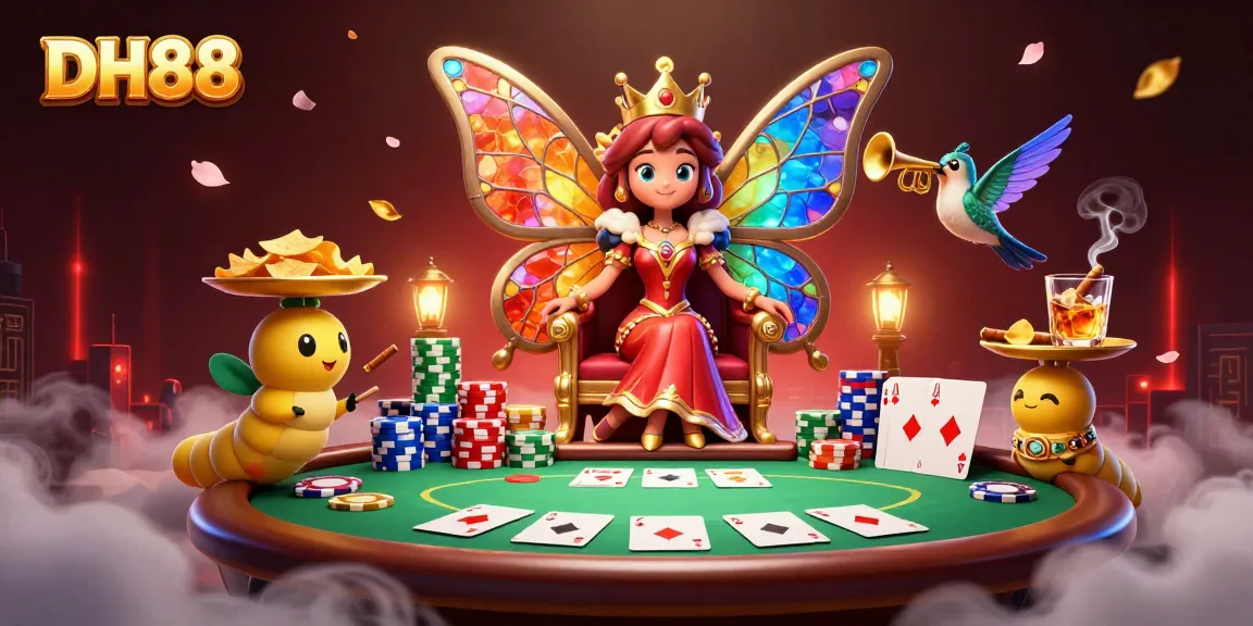 Experience thrilling poker action with DH88, featuring a vibrant scene of players and chips.