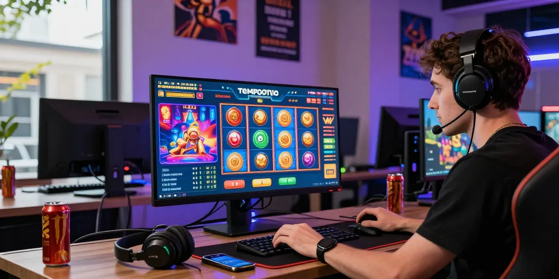 Player experiencing tempototo online gaming with vibrant graphics and accessories.