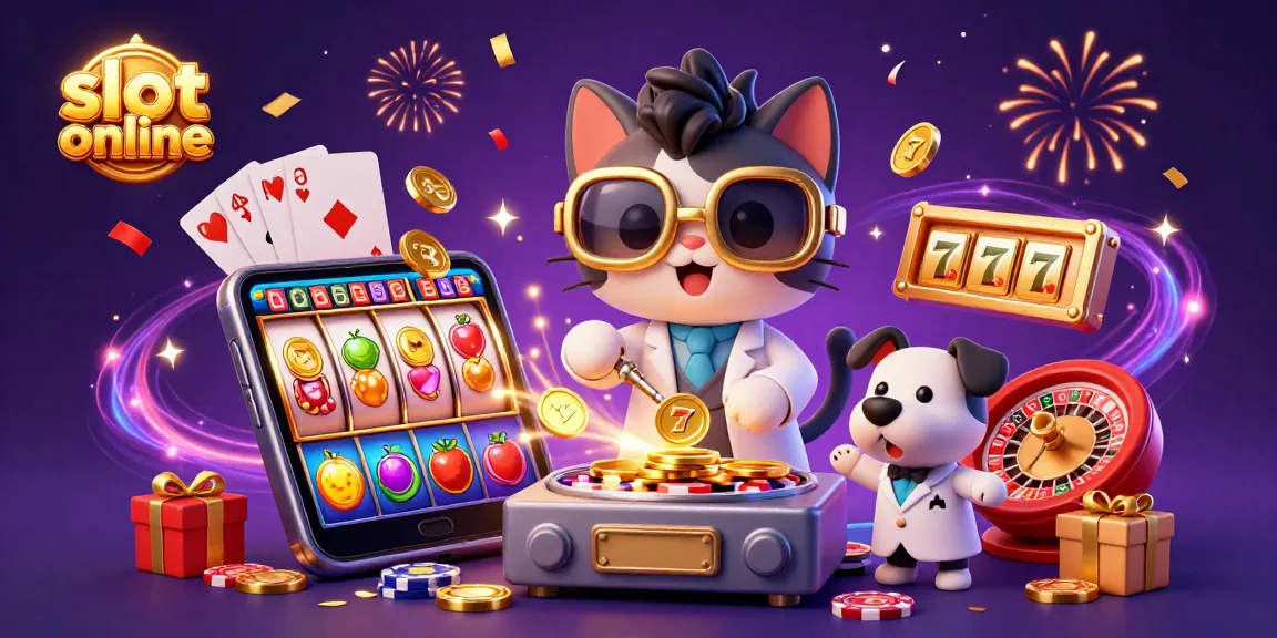 Engage with exciting slot online adventures in this vibrant 3D casino illustration showcasing dynamic gaming elements.