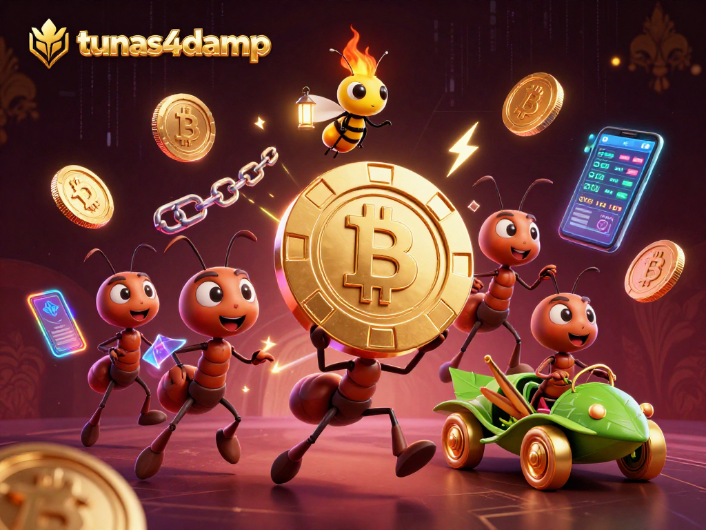 Experience thrilling action with tunas4damp as ants steal a giant poker chip in this vibrant casino scene.
