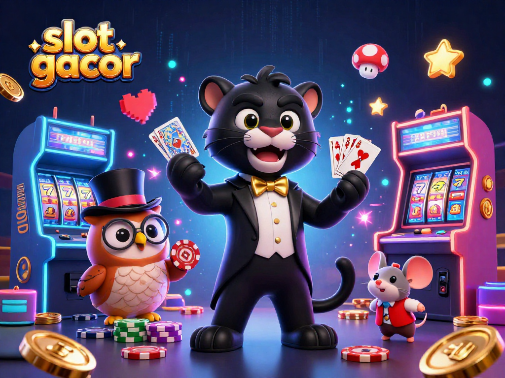 Menang slot gacor dengan panther bergaya elegan, burung hantu dan tikus keberuntungan di kasino 3D.
