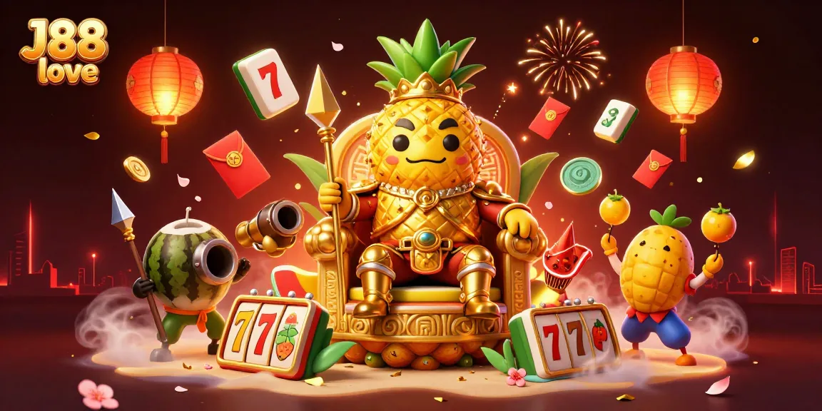 Experience the excitement of J88 love with a vibrant casino scene filled with golden treasures.