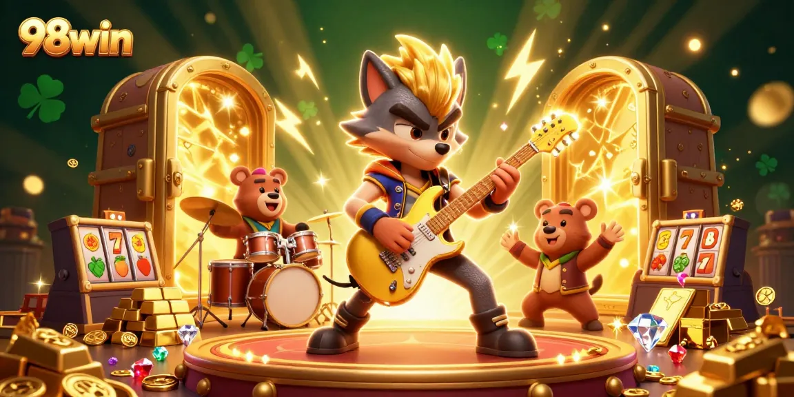 Experience thrilling wins with 98win in this vibrant casino action illustration.